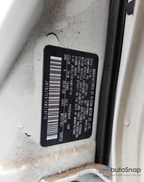 2019 Nissan Rogue Sport S z USA, uszkodzony, nr VIN JN1BJ1CR1KW319710